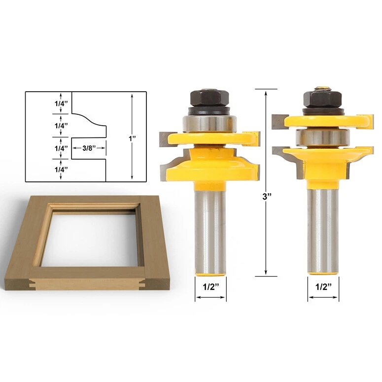 2pcs Rail and Stile Router Bits - 2 Bit Round Over - 1/2" Shank door knife Woodworking cutter Tenon Cutter for Woodworking Tools
2pcs Rail and Stile Router Bits - 2 Bit Round Over - 1/2" Shank door knife Woodworking cutter Tenon Cutter for Woodworking Tools