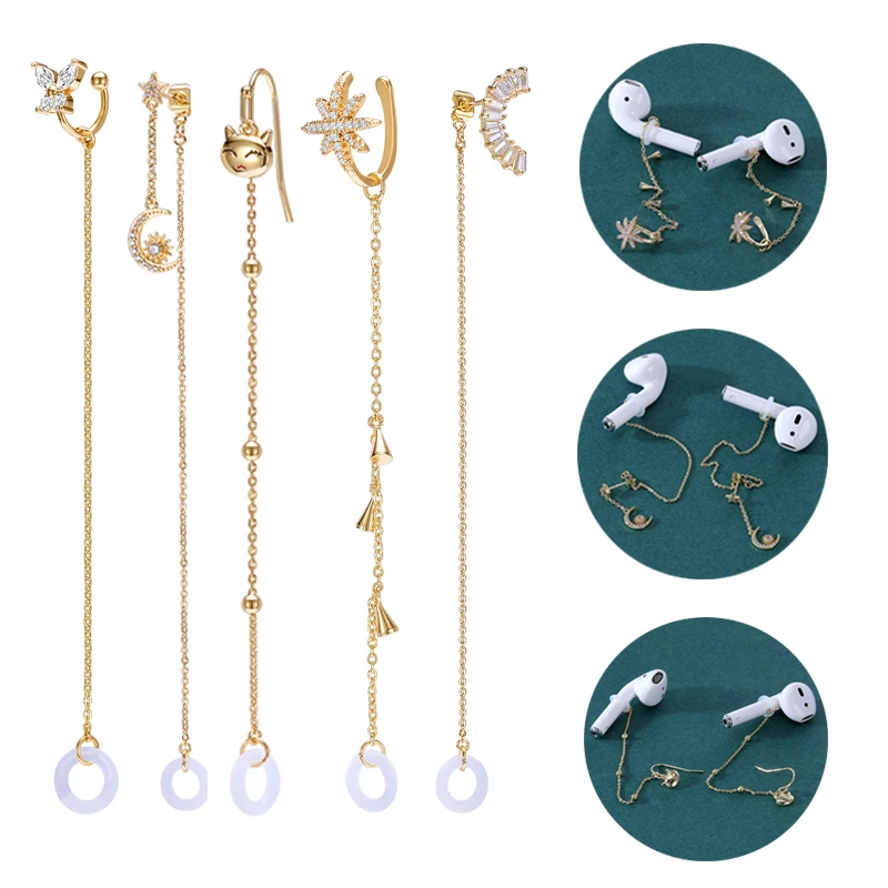 Airpods Anti-Lost Chain Drop Earrings Gold Plated Dangle Earrings Earphone Holder Strap Charm Studs and Cuff Earring Accessories
Airpods Anti-Lost Chain Drop Earrings Gold Plated Dangle Earrings Earphone Holder Strap Charm Studs and Cuff Earring Accessories