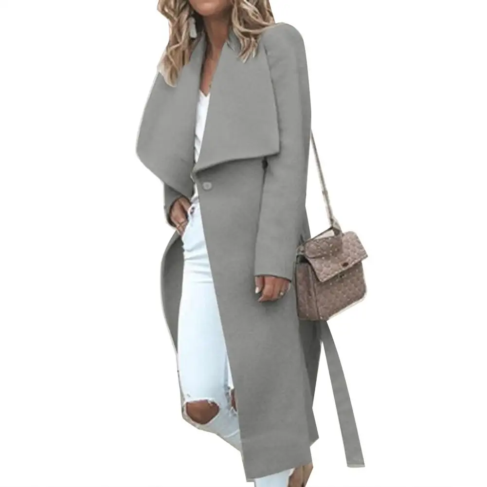 Fall Winter Chic Lady Solid Color Lapel Long Sleeve Button Slit Woolen Overcoat NEW
Fall Winter Chic Lady Solid Color Lapel Long Sleeve Button Slit Woolen Overcoat NEW