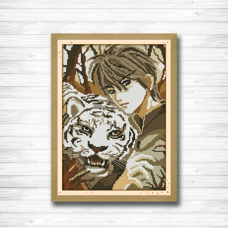Pretty boy and tiger animal paintings counted print on canvas DMC 14CT 11CT Chinese Cross Stitch kits Needlework Embroidery Sets
Pretty boy and tiger animal paintings counted print on canvas DMC 14CT 11CT Chinese Cross Stitch kits Needlework Embroidery Sets