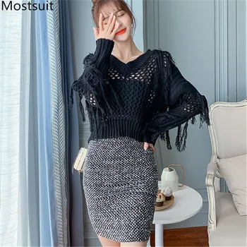 2020 Spring 2 Piece Skirt Suits Sets Women Black Hollow Sweater Tops + Mini Pencil Skirt Suits Korean Fashion Casual Office Sets
2020 Spring 2 Piece Skirt Suits Sets Women Black Hollow Sweater Tops + Mini Pencil Skirt Suits Korean Fashion Casual Office Sets