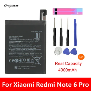 Original BN48 Mobile Phone Battery For Xiaomi Redmi Note 6 pro Real Capacity 4000mAh Replacement Li-ion Battery with tools
Original BN48 Mobile Phone Battery For Xiaomi Redmi Note 6 pro Real Capacity 4000mAh Replacement Li-ion Battery with tools