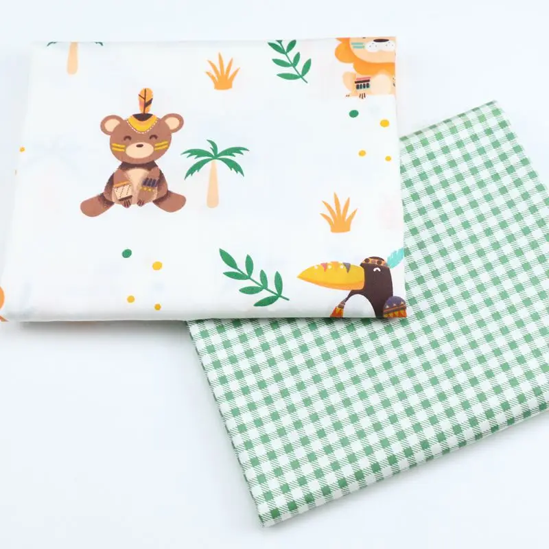Фото Cute Bear Plaid 100% Cotton Twill Fabric Handmade Cloth DIY Sewing Quilting Fat Quarters Material For Baby & Child | Дом и сад