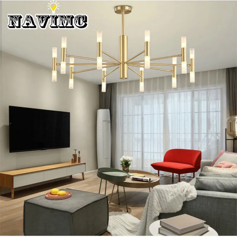 Art Deco Living Room Loft Decoration LED Tube Double Head Chandelier 
Art Deco Living Room Loft Decoration LED Tube Double Head Chandelier