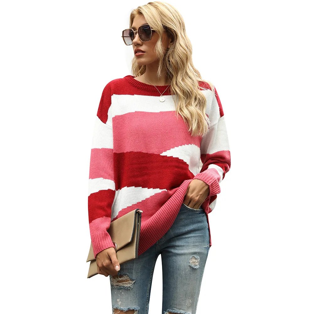 Fall/Winter Women's 2020 European and American Knitwear Irregular Stripes Color Block Pullover Women Sweater Women Striped
Fall/Winter Women's 2020 European and American Knitwear Irregular Stripes Color Block Pullover Women Sweater Women Striped