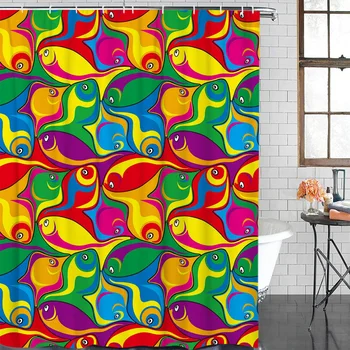 Cartoon Bath Curtain Abstract Fish Colorful Art Shower Curtain Waterproof Polyester Fabric Bathroom Decor
Cartoon Bath Curtain Abstract Fish Colorful Art Shower Curtain Waterproof Polyester Fabric Bathroom Decor