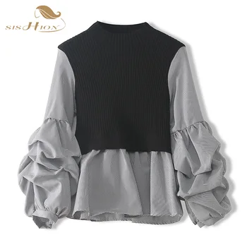 SISHION Lantern Sleeve Women Sweater VD1338 Long Sleeve Female Slim Plaid Top Spring Knitted Pullover 
SISHION Lantern Sleeve Women Sweater VD1338 Long Sleeve Female Slim Plaid Top Spring Knitted Pullover