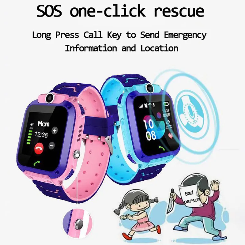 Детские водонепроницаемые смарт часы Q12 детские наручные с сим SOS умные для детей