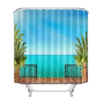 60x72 in Blue Sky and Sea Tropical Tree Planks Veranda Shower Curtain with 12 Hook, Bathroom Decorative Supplies Polyester Bath
60x72 in Blue Sky and Sea Tropical Tree Planks Veranda Shower Curtain with 12 Hook, Bathroom Decorative Supplies Polyester Bath