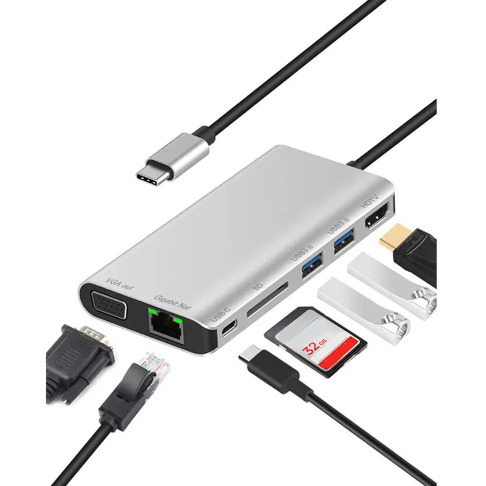 100% Brand New and High QualityType-C Multi-function Dock Station with USB3.0x2/SDx1 Card+HDMI/VGA+JACK 3.5+RJ45+Type-c(PD) port
100% Brand New and High QualityType-C Multi-function Dock Station with USB3.0x2/SDx1 Card+HDMI/VGA+JACK 3.5+RJ45+Type-c(PD) port
