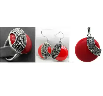 Free Shipping Fashion designed Red Carved Lacquer Marcasite 925 Sterling Silver Ring(#7-10) Earrings & Pandent jewelry sets
Free Shipping Fashion designed Red Carved Lacquer Marcasite 925 Sterling Silver Ring(#7-10) Earrings & Pandent jewelry sets