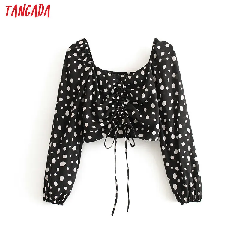 Tangada women retro dots print off shoulder blouse pleated long sleeve chic female sexy crop shirt blusas 3D17
Tangada women retro dots print off shoulder blouse pleated long sleeve chic female sexy crop shirt blusas 3D17
