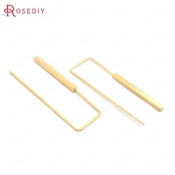 

(38422)6PCS Height 40MM 24K Gold Color Brass Rectangle Long Earrings Hooks High Quality Jewelry Making Supplies Diy Accessories