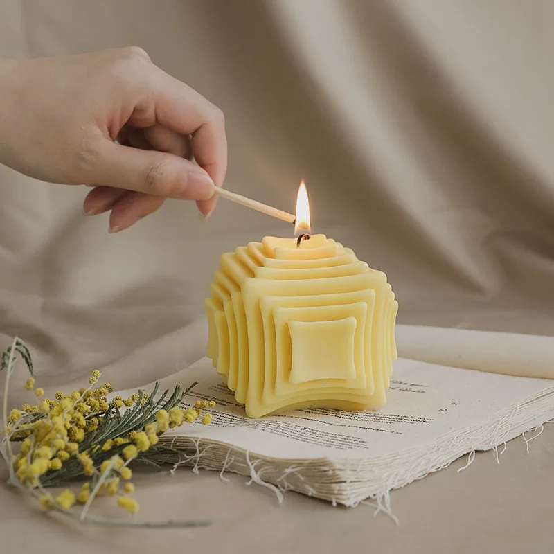 Многослойная Свеча-Кубик Рубика милая соевая искусственная свеча