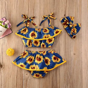 New Baby Summer 3pcs Clothing Boho Kids Baby Girls Sunflower Off Shoulder Ruffle Tops+ Floral Shorts+Headwear Sets
New Baby Summer 3pcs Clothing Boho Kids Baby Girls Sunflower Off Shoulder Ruffle Tops+ Floral Shorts+Headwear Sets