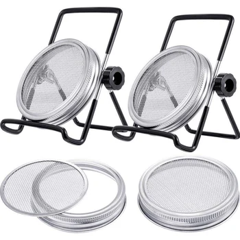 Seed Germination Cover Kit Sprouting Mason Jar with 4 Loaded Metal Sprouting Bracket for Wide Mouth Mason Jar
Seed Germination Cover Kit Sprouting Mason Jar with 4 Loaded Metal Sprouting Bracket for Wide Mouth Mason Jar
