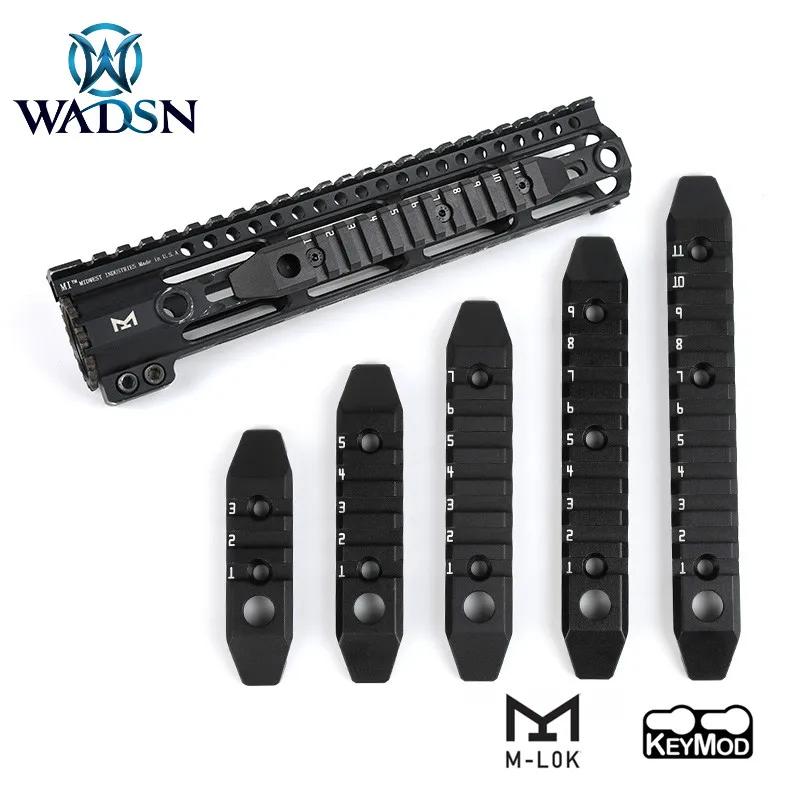 

WADSN Tactical Keymod MLok Rail Mount Airsoft 3/5/7/9/11 Slots Mount Base 20mm Picatinny Rail With QD Sling Swivel Adapter Hole