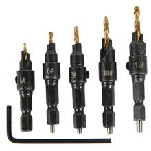 5pcs Countersink Drill Woodworking Drill Bit Set Drilling Pilot Holes For Screw Sizes #5 #6 #8 #10 #12
5pcs Countersink Drill Woodworking Drill Bit Set Drilling Pilot Holes For Screw Sizes #5 #6 #8 #10 #12