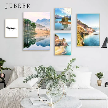 Mountain Lake Reflection Picture Nature Scandinavian Poster Nordic Decoration Coastline Cityscape Print Wall Art Canvas Painting 
Mountain Lake Reflection Picture Nature Scandinavian Poster Nordic Decoration Coastline Cityscape Print Wall Art Canvas Painting