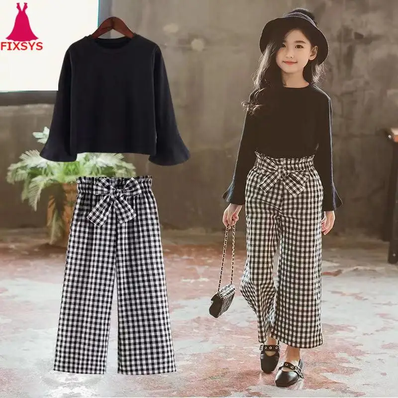 2020 Kids Girls Clothes Sets Long Sleeve T-shirts + Plaid Wide Leg Pants Autumn Children's Clothing Teenage for 7 8 10 12 Years
2020 Kids Girls Clothes Sets Long Sleeve T-shirts + Plaid Wide Leg Pants Autumn Children's Clothing Teenage for 7 8 10 12 Years