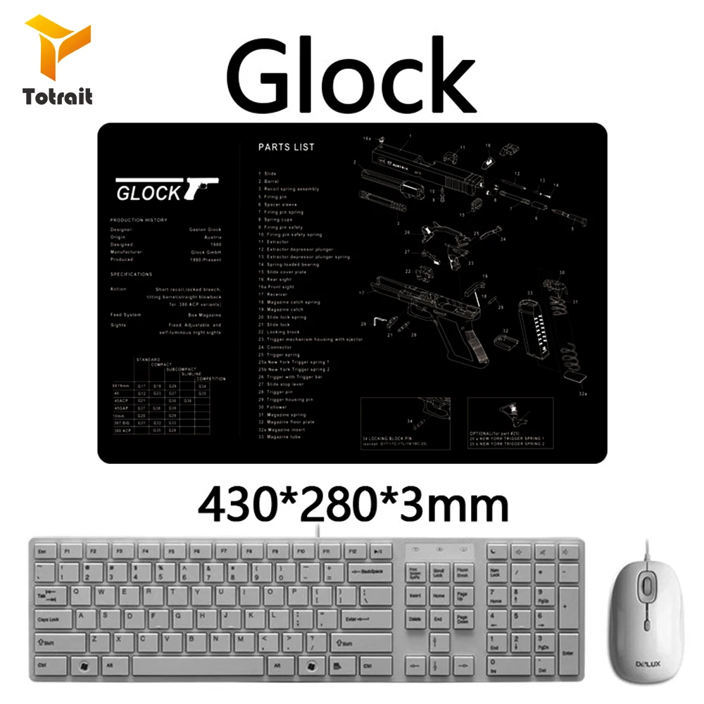 TOtrait Gun Cleaning Rubber Mat With Parts Diagram Instructions Armorers Bench Mat Mouse Pad for Glock 1911 Beretta 92 HK USP
TOtrait Gun Cleaning Rubber Mat With Parts Diagram Instructions Armorers Bench Mat Mouse Pad for Glock 1911 Beretta 92 HK USP