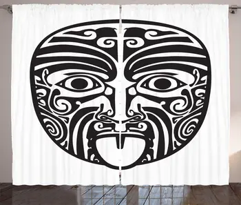White Charcoal Grey Mask Curtains Monochromatic Ornamental Folkloric Maori Polynesian African Disguise Item Bedroom Window Drap
White Charcoal Grey Mask Curtains Monochromatic Ornamental Folkloric Maori Polynesian African Disguise Item Bedroom Window Drap