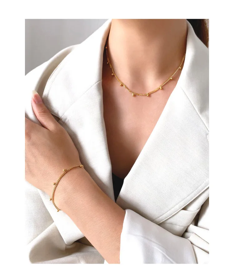 Titanium Beads Chains Necklace Women Stainess Steel Jewelry Punk Designer Trendy Top Prom Golden Japanese Korean INS
Titanium Beads Chains Necklace Women Stainess Steel Jewelry Punk Designer Trendy Top Prom Golden Japanese Korean INS