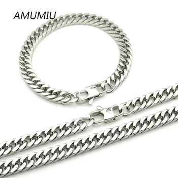 AMUMIU 8MM Chain Link Jewelry Set Men Gift Stainless Steel 22m Bracelet 55cm Necklace Trendy Party Wholesale KTZ094
AMUMIU 8MM Chain Link Jewelry Set Men Gift Stainless Steel 22m Bracelet 55cm Necklace Trendy Party Wholesale KTZ094