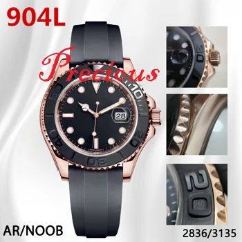 

Men's Mechanical Watch 116655 AR 3D Black Ceramic Bezel NOOB Rose Gold Case Rubber Strap 904L 3135 Movement AAA Watch