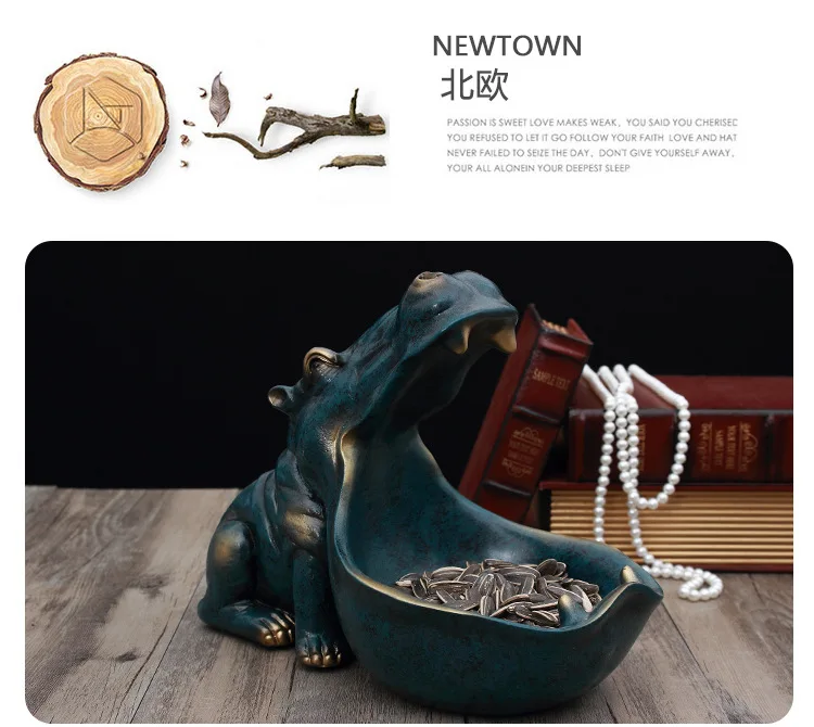 Generic Resin Hippo Statue Dinosaur Figurines Hippo Ornament For