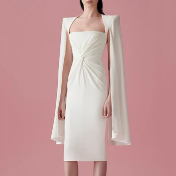 Fashion Shawl Sleeve White Midi Dress Women'S Sexy Long-Sleeved Bodycon Celebrity Evening Party Runway Vestidos Female 2020 New
Fashion Shawl Sleeve White Midi Dress Women'S Sexy Long-Sleeved Bodycon Celebrity Evening Party Runway Vestidos Female 2020 New