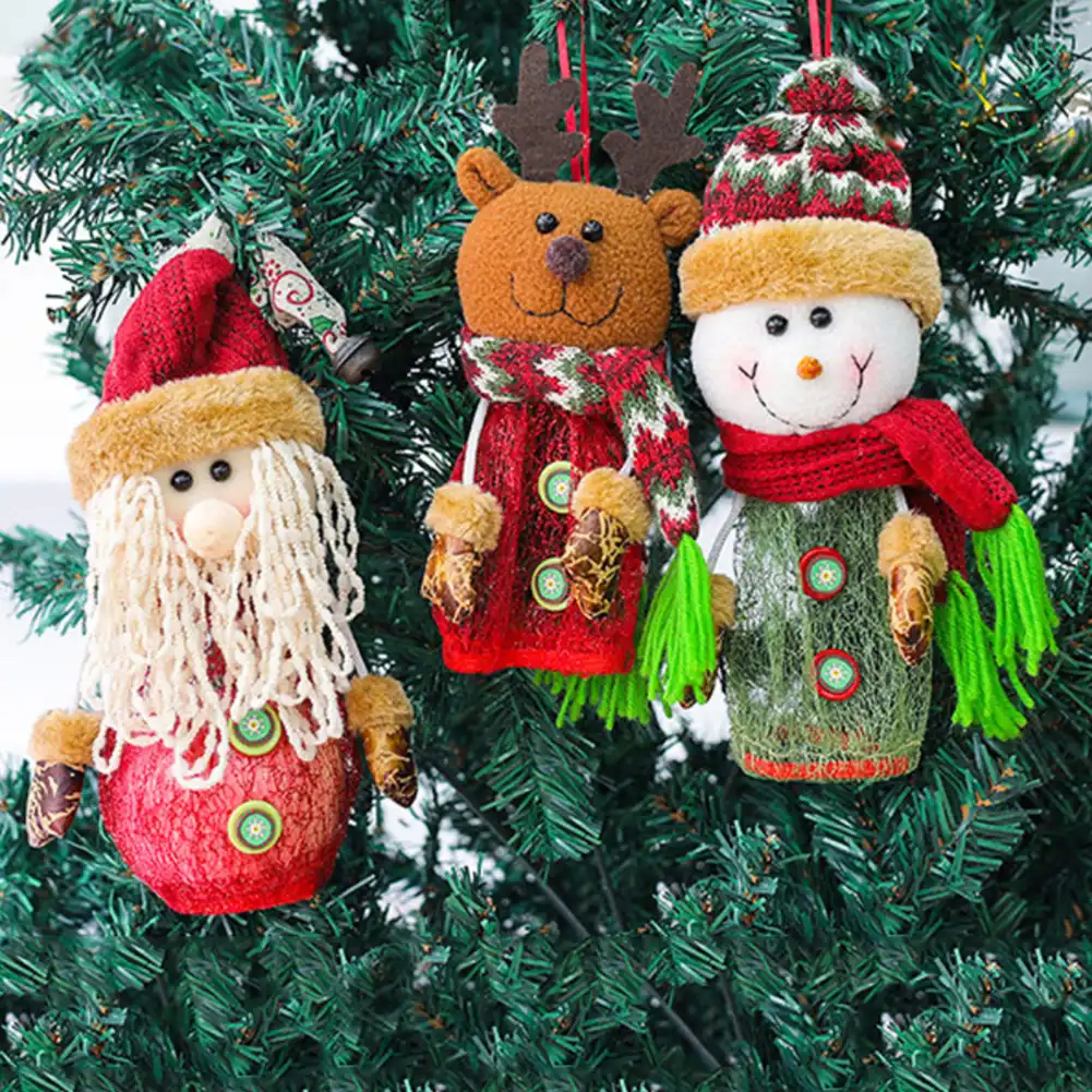 gift bag christmas santa deer snowman pattern candy gift storage