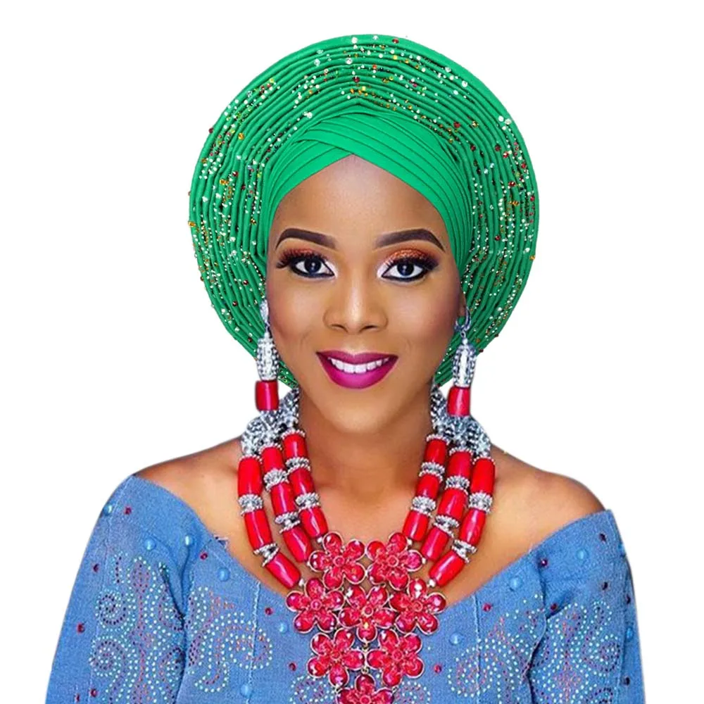African auto gele headtie nigerian headwrap for wedding party (6)