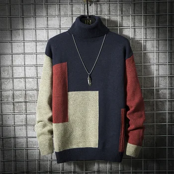 2109UYUK Autumn Winter New Korean Version Loose Casual Trend Temperament Contrast Color Stitching Turtleneck Men Sweater Hombre
2109UYUK Autumn Winter New Korean Version Loose Casual Trend Temperament Contrast Color Stitching Turtleneck Men Sweater Hombre