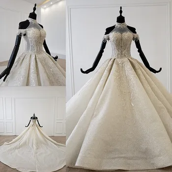 Gorgeous Arabian High Neck a line wedding dresses White Sparkle Sequins plus size wedding dress bridal gowns Vestidos De Novia 
Gorgeous Arabian High Neck a line wedding dresses White Sparkle Sequins plus size wedding dress bridal gowns Vestidos De Novia