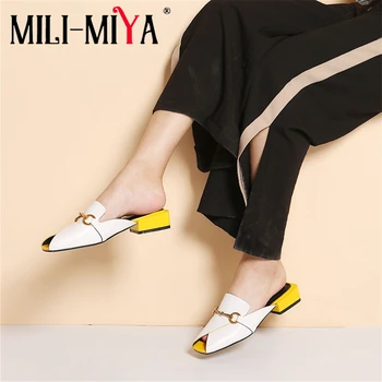 MILI-MIYA Fashion Women Cow Leather Pumps Peep Toe Square Heels Slip-On Metal Decoration Dress Summer Mules Big Size 34-41
MILI-MIYA Fashion Women Cow Leather Pumps Peep Toe Square Heels Slip-On Metal Decoration Dress Summer Mules Big Size 34-41
