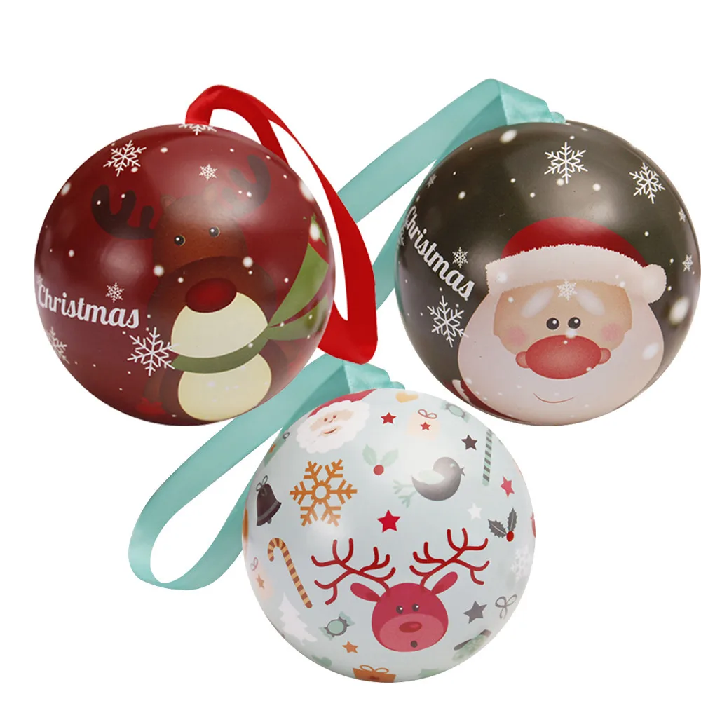 3pcs christmas candy box tinplate round ball boxes galaxy