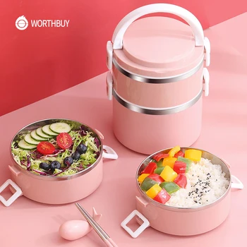 WORTHBUY Japanese Lunch Box Thermal For Food 304 Stainless Steel LunchBox Leakproof Bento Box For Kids School Food Container 
WORTHBUY Japanese Lunch Box Thermal For Food 304 Stainless Steel LunchBox Leakproof Bento Box For Kids School Food Container