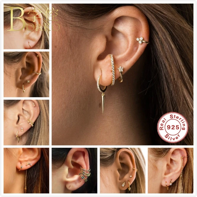 BOAKO Punk 925 Sterling Silver Earrings For Women Small Hoop Earrings Gothic Girl Ear Bone Hoops Mini aretes Ear Jewelry Z5
BOAKO Punk 925 Sterling Silver Earrings For Women Small Hoop Earrings Gothic Girl Ear Bone Hoops Mini aretes Ear Jewelry Z5