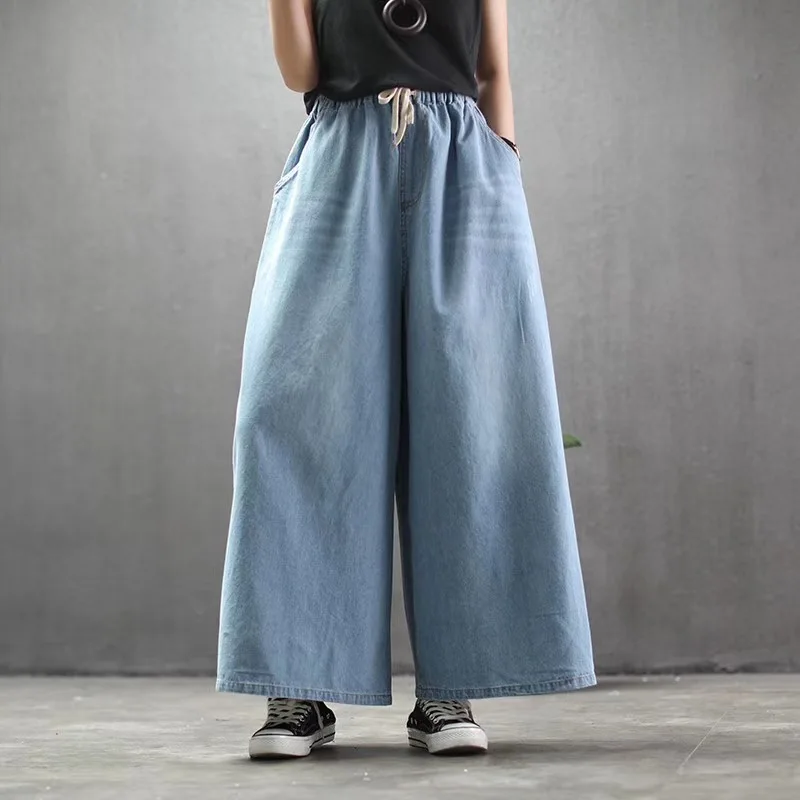 2019 Spring Summer New Woman Plus Size Denim Wide Leg Pants Solid Elastic High Waist Casual Loose Jeans Pants Pocket Trousers
2019 Spring Summer New Woman Plus Size Denim Wide Leg Pants Solid Elastic High Waist Casual Loose Jeans Pants Pocket Trousers