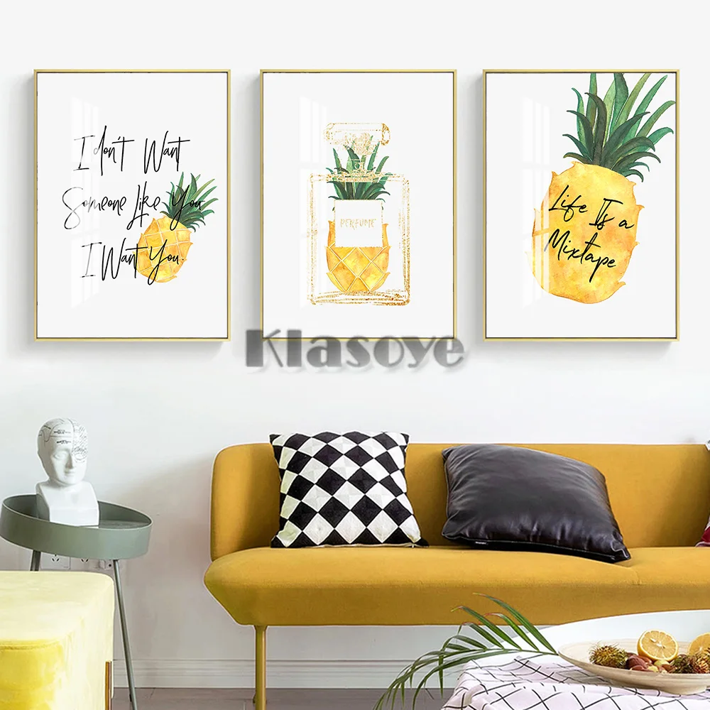 

Pineapple Watercolor Painting Prints Poster Botanical Illustration Art Canvas Living Room Home Decor Contemporary Wall Picture
