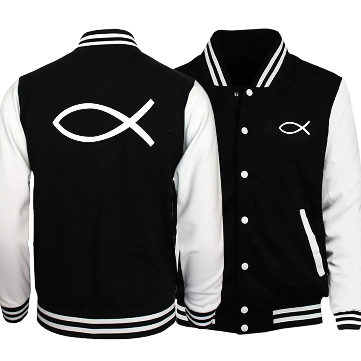 Christian JESUS fish Baseball Jacket Bomber Coat 2019 Autumn Mens Baseball Uniform Sweatshirt Men Streetwear Plus Size S-5XL
Christian JESUS fish Baseball Jacket Bomber Coat 2019 Autumn Mens Baseball Uniform Sweatshirt Men Streetwear Plus Size S-5XL
