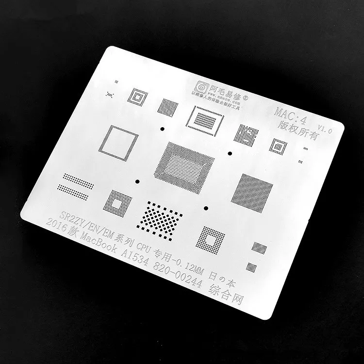For MacBook A1534/sr2zy 2016 BGA Stencil Nand Flash chip CPU RAM Wifi Power Audio IC Reballing Solder Tin Plant Steel Net MAC:4
For MacBook A1534/sr2zy 2016 BGA Stencil Nand Flash chip CPU RAM Wifi Power Audio IC Reballing Solder Tin Plant Steel Net MAC:4