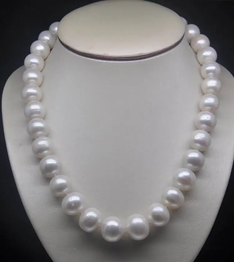 Бесплатная> Натуральный 6-12 мм AA + белый морской круглый жемчуг ожерелье 18