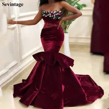 Sevintage Burgundy Mermaid Velour Evening Dress Beaded Flowers Prom Gowns Sleeveless Sweep Train Formal Women Dress Princess
Sevintage Burgundy Mermaid Velour Evening Dress Beaded Flowers Prom Gowns Sleeveless Sweep Train Formal Women Dress Princess