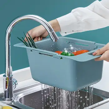 Telescopic Kitchen Basket Sink Drain Basket Kitchen Bowl Chopsticks Dish Container (Blue)
Telescopic Kitchen Basket Sink Drain Basket Kitchen Bowl Chopsticks Dish Container (Blue)