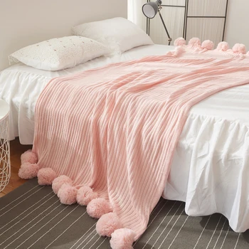 Soft Knitted Blanket Solid Color Blanket With Balls Warm Bedspreads Pink Throw Blankets for Bed Sofa Koce Home Decor 150x200cm
Soft Knitted Blanket Solid Color Blanket With Balls Warm Bedspreads Pink Throw Blankets for Bed Sofa Koce Home Decor 150x200cm