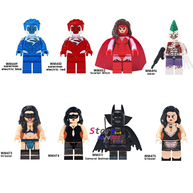 Single Superman Electric Blue Red Scarlet Witch Stripper Joker Batman Deadpool The Flash building block toys for children
Single Superman Electric Blue Red Scarlet Witch Stripper Joker Batman Deadpool The Flash building block toys for children