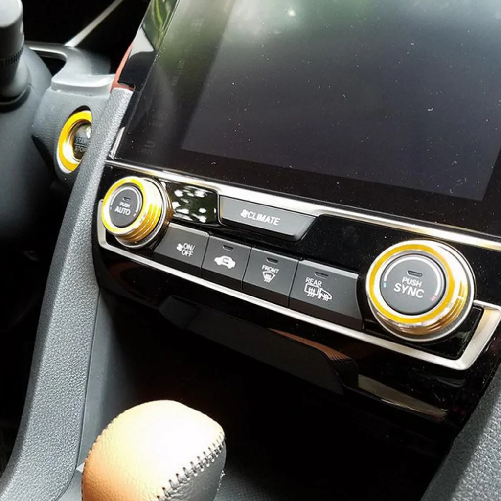 2pcs Air Conditioner Knob Button Ring Trim Cover for Honda Civic 16-17 2pcs Air Conditioner Knob Button Ring Trim Cover for Honda Civic 16-17