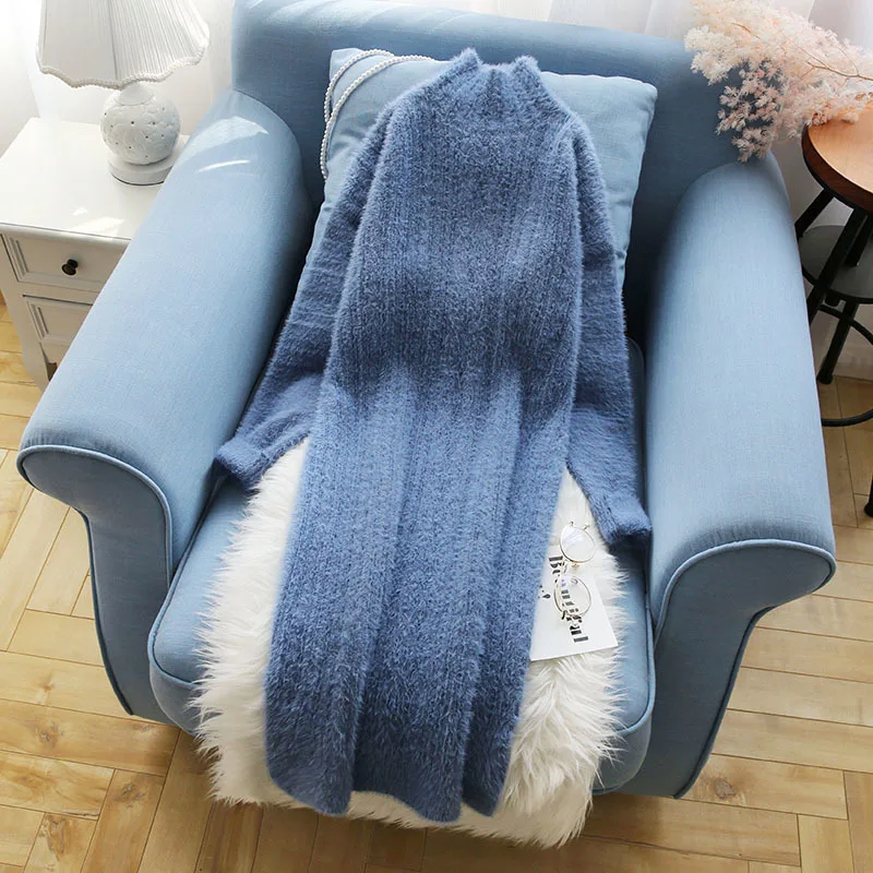 Long Sweater Female New Pullover Knee Length Loose Half High Collar Imitation Mink Velvet Winter Turtleneck Mujer Sweater MZ3273
Long Sweater Female New Pullover Knee Length Loose Half High Collar Imitation Mink Velvet Winter Turtleneck Mujer Sweater MZ3273